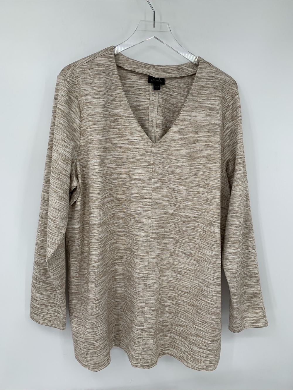 J Jill Wearever jersey knit tunic top shirt stretch heather tan space dye new XL